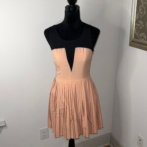 Ark & Co. sz‎ S pleated mini dress black stretch net sheer top